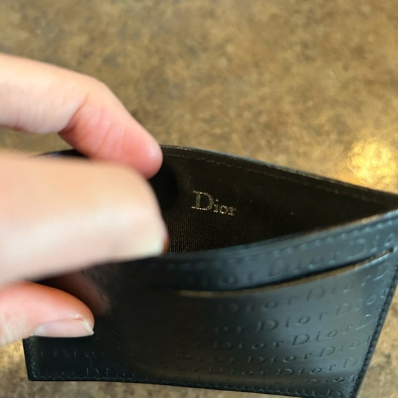 Christian Dior Black Leather Logo Engraved Card Case NWOT - Picture 2 of 9
